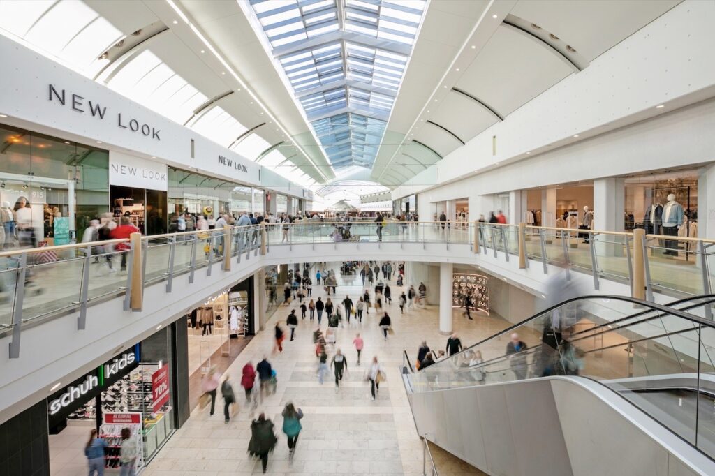 A group of shoppers in Metrocentre 