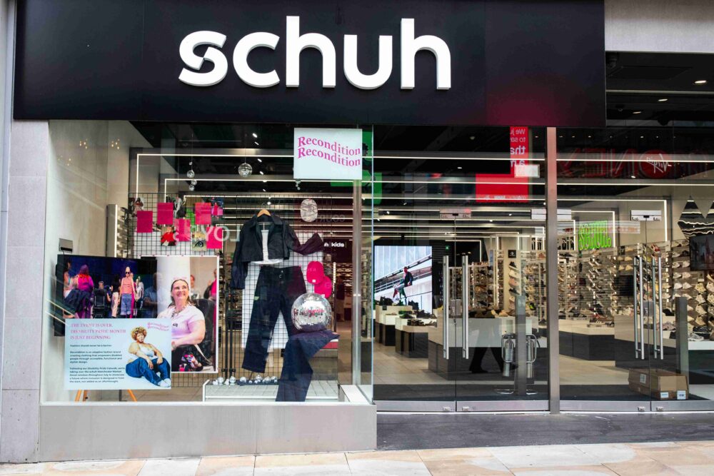 The Recondition window at Schuh Manchester Market Street for Disability Pride Month